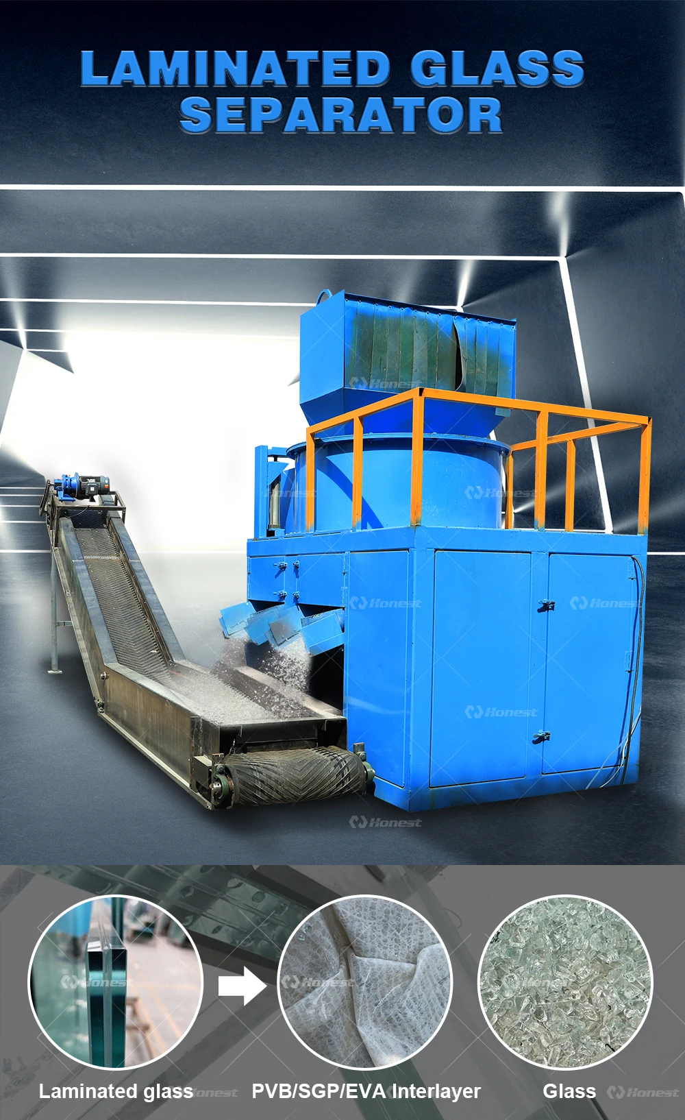 Brand New Upgraded Laminated Glass Recycling Machine Factory Direct ...