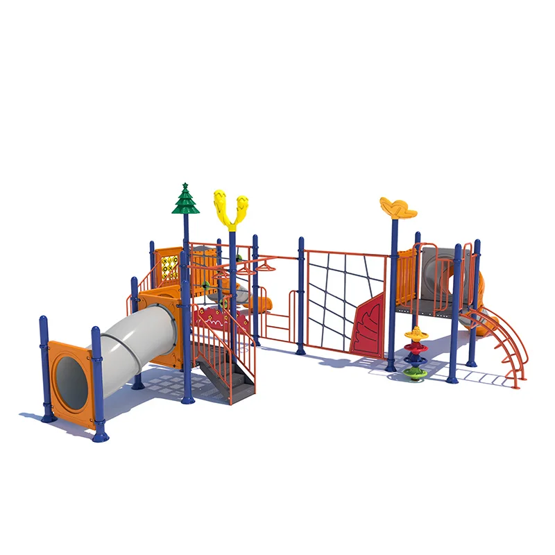 Feelkids ALT-24020CS Outdoor Playground Set Plastic Rope Climbing Net Galvanized Pipe Slide Supports >10 Kids for Parks/School factory