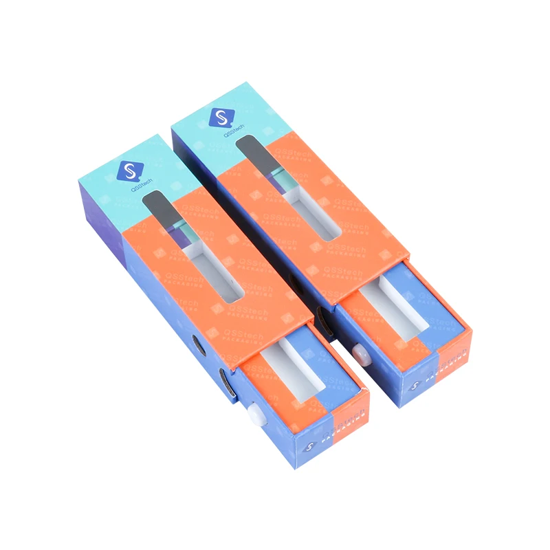 Biodegradable Custom Logo Button Oil Pen Child Resistant Paper Slide Out Package Box With Display Window With Insert