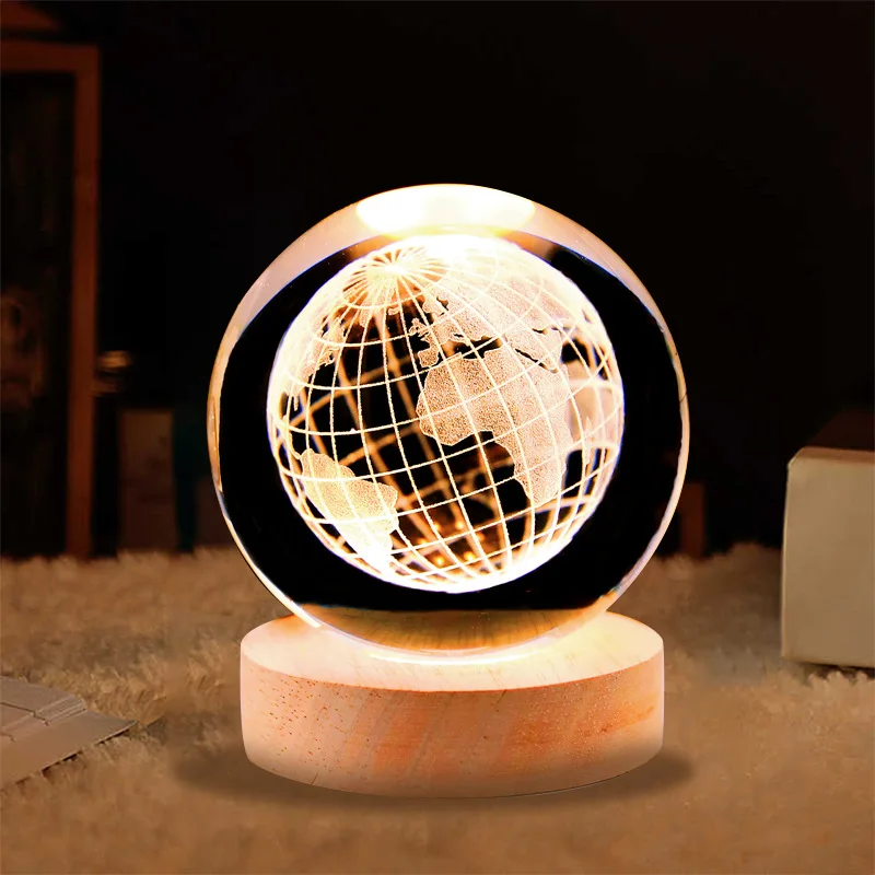 3d Art Crystal Ball Night Lamp Luminous Crystal Ball Decoration Solar