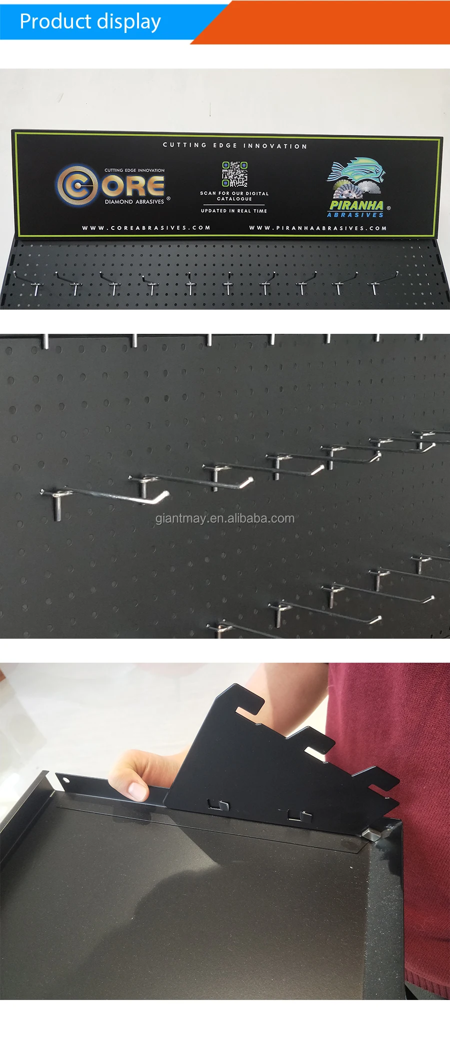 Multi-Function Standing PegBoard Display Rack for Hardware Retail Display and Tool Storage