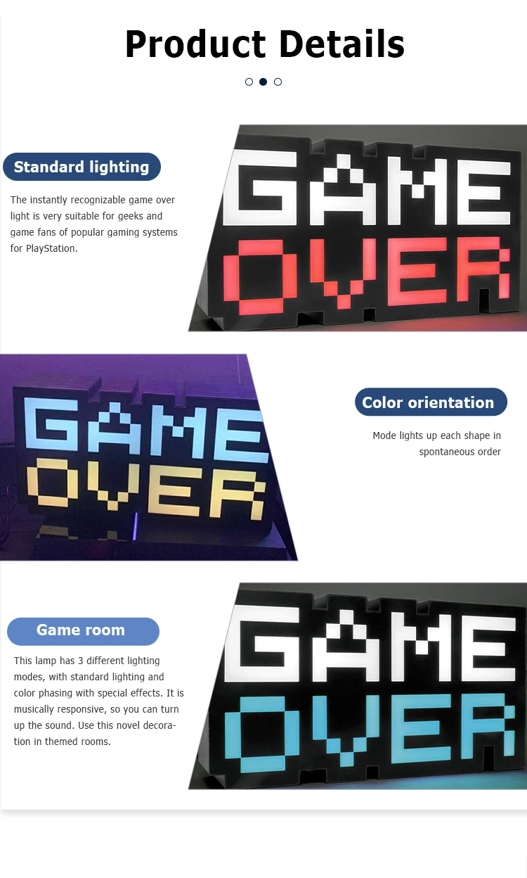 Game Over Light 8 Bit Pixel Night Light For Gaming Lamp For Ps4 Led Icon  Light - Buy Icon Light For Ps4,Icon Light,Gaming Lamp Product on Alibaba.com