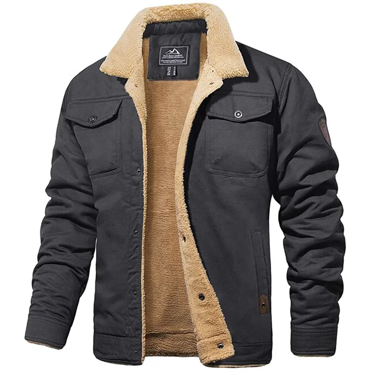 Fashion Men Clothes Men's Jacket Fleece Lining Winter Thermal Coat With ...