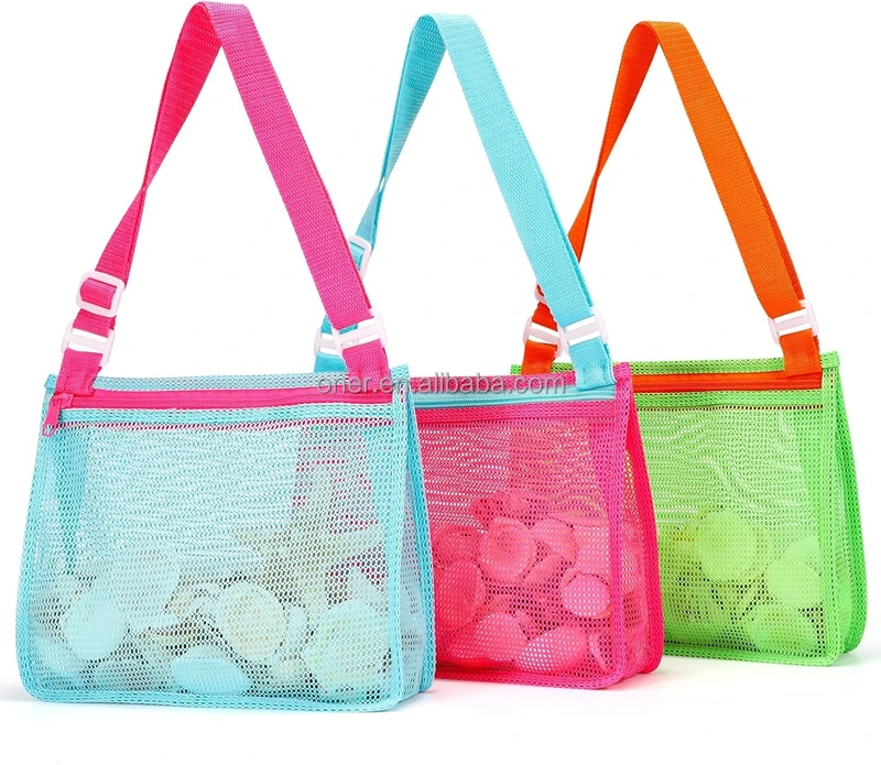 Custom Mesh Beach Bags For Toys Storage Pouch Transparent Totebags With ...