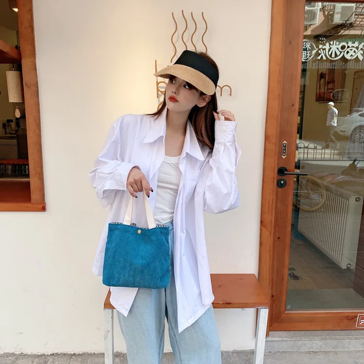 Cheap Gran tamaño bolsa de compras de moda de pana bolsa de lona Simple  retro artístico hombro de la mujer … | Eco tote bag, Zipper tote bag,  Personalized tote bags