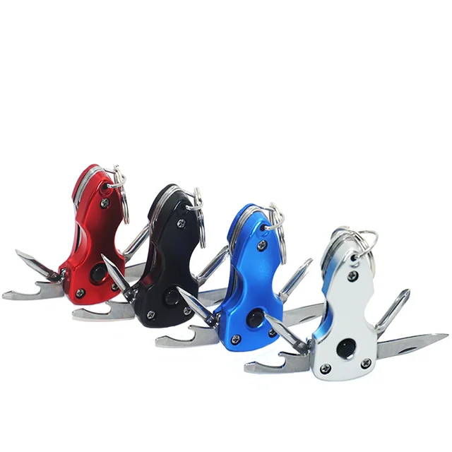5 in 1 Multi Tool Keychain: Pocket Knife, Mini Screwdriver & LED