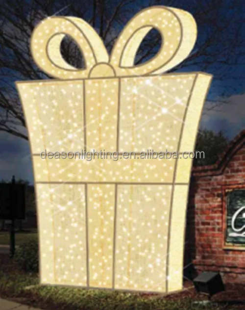 Large Giant Life Size Golden Gift Box Christmas Decoration Ornaments ...