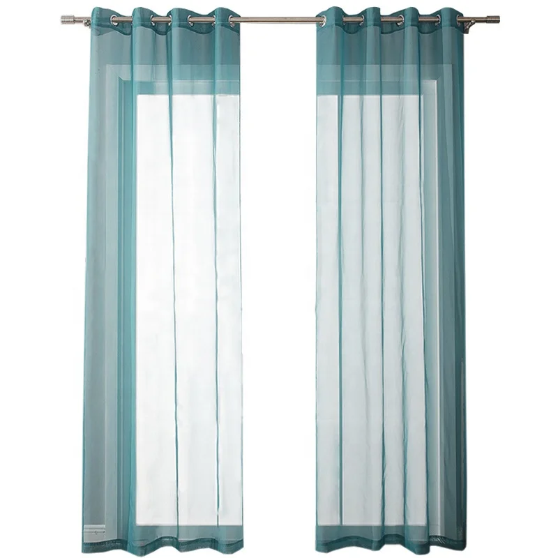 Wholesale Modern Style Ready Made Cheap White Color Living Room Organza Voile Sheer Curtains With Eyelets
