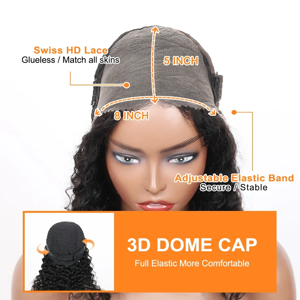 14 Zoll Lace Front Glueless Bob Perücke Echthaar Deep Wave vorgezupft_voghion.com
