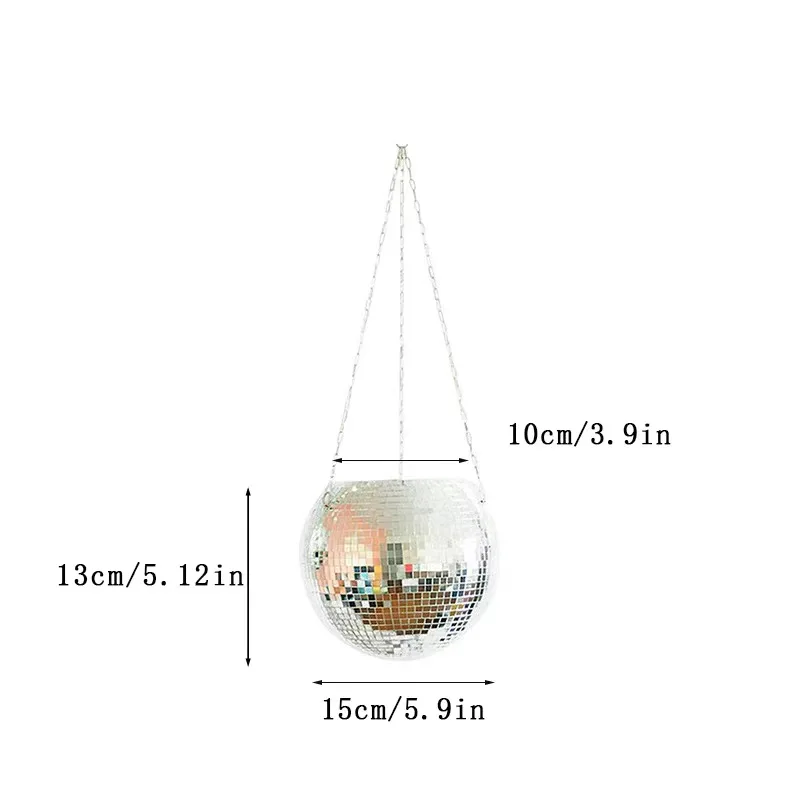Glitter Ball Hanging Planter With Chain And Macrame Hanger Decoration