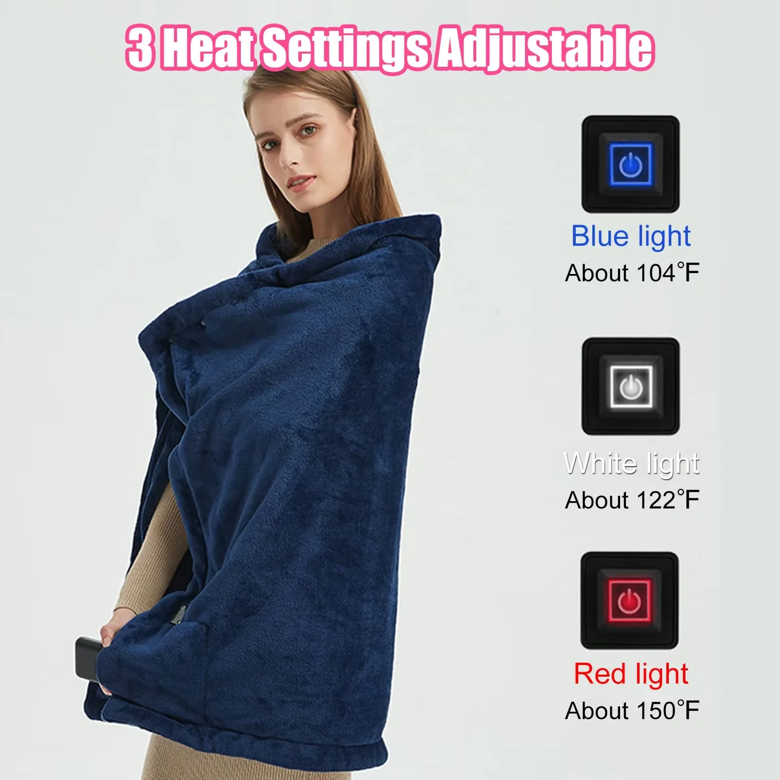 Electric Blanket for Winter Heated Blanket for Shoulder and Neck Heated Shawl Office Nap Warmer Cold-Protection Cape 3