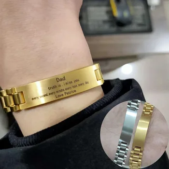 Custom English name bracelet steel belt exquisite joker fashion men's stainless steel bracelet jewelry wholesale
