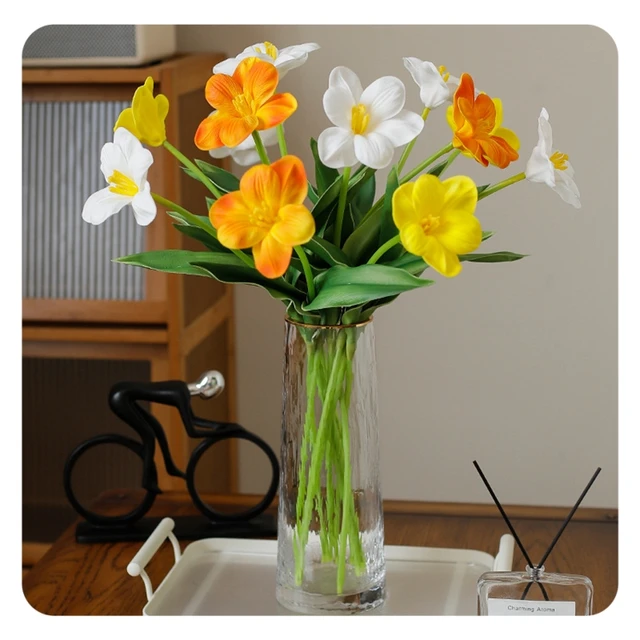Wholesale Artificial Flower Tulip Open Head Tulip Flower Real Touch Orange Pink for Flower Arrangement Wedding Centerpiece Decor
