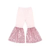 Pantalones acampanados para niñas pequeñas con lentejuelas rosas Chevron