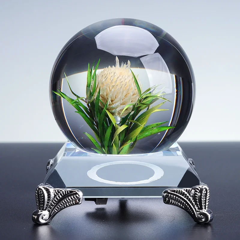 product wholesale new arrive 3d animal flower design crystal ball with base led light lamp for promotional gift-36