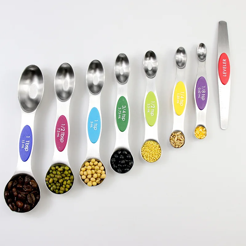 Double Head 430 Stainless Steel Measuring Cups 8 PCS Custom Logo Magnetic  Measuring Spoon Set - China Measure Spoon and Measure Cup price