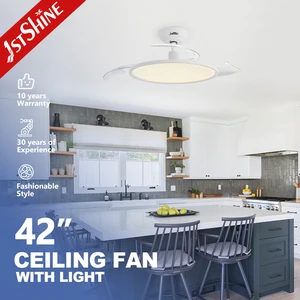 1stshine LED Ceiling Fan White Low Power 6 Speeds Eye Protect Led Ultra-thin Invisible Ceiling Fan Light