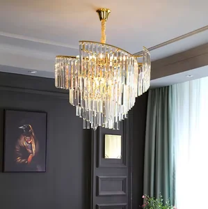 Rotary Design Pendant Light Living Room Round Rectangle K9 Crystal Crystal Modern Chandelier