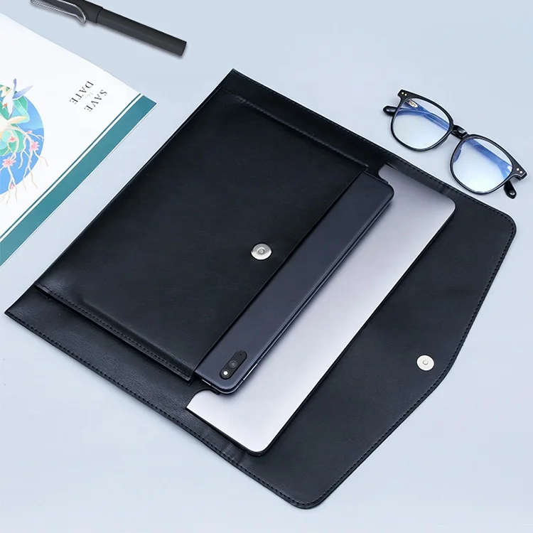 Custom Embossed Logo Waterproof PU Leather Luxury Document File Organizer Pouch Conference Bag for Business Men Women
