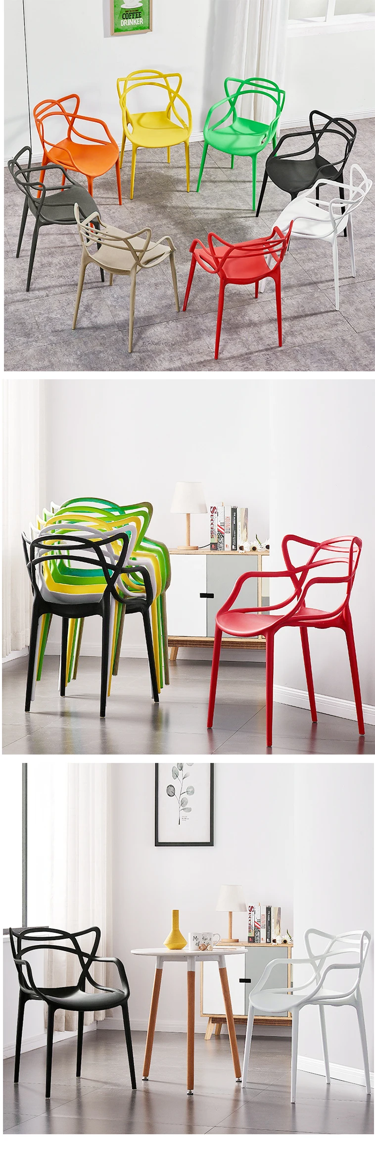 Modern Fashion Pp Plastic Chair Cheap Kitchen Cafe Bistro Dining Chairs
