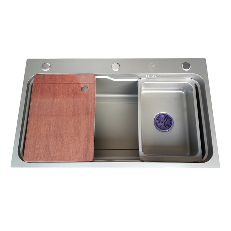 6846 High Quality Handmade Custom Size Kitchen Sink With Accessories Single Bowl 304 Stainless Steel Kitchen Sinks With Tray