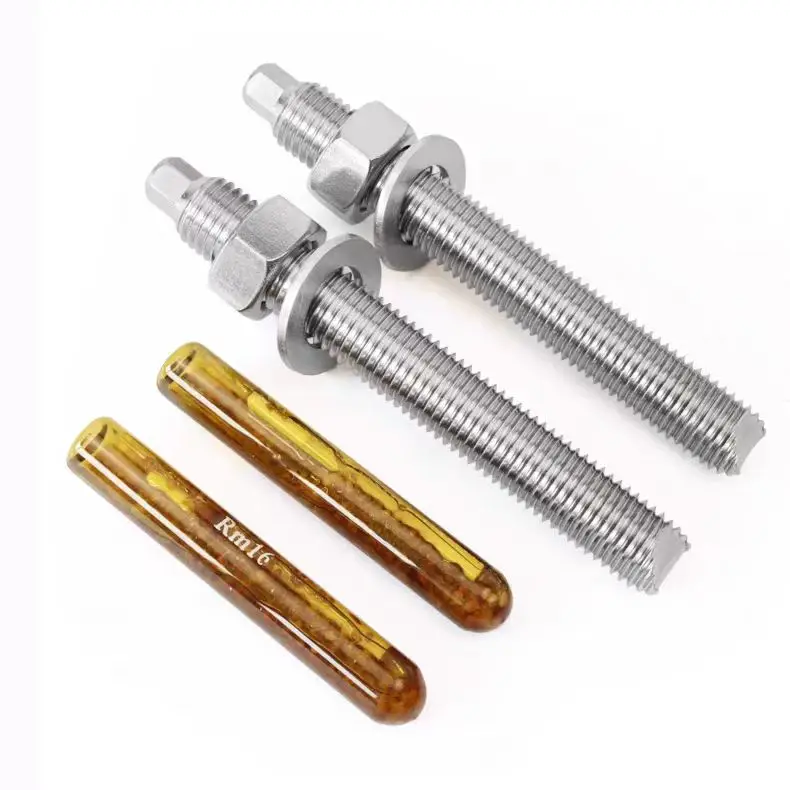 Stainless Steel Two-Type Anchor Bolt with Nut Washer Sharp Cut Head Chemical Expansion Bolts Plain Finish