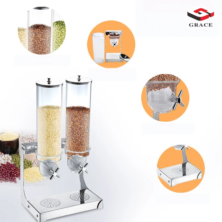 Wholesale Stainless Steel Cereal Dispenser For Buffet Double Cereal