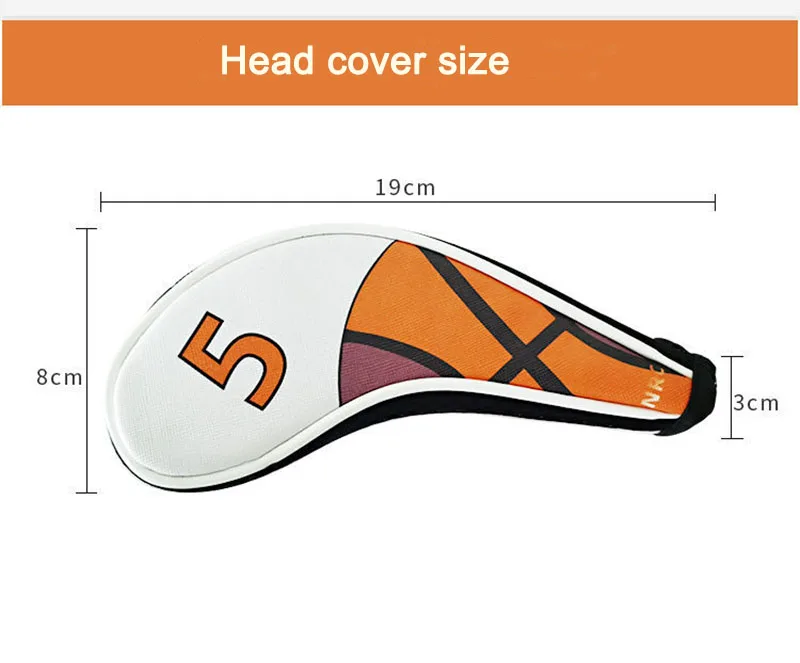 Golf Iron Head Covers Zipper Closure Thick Synthetic Leather Fit All