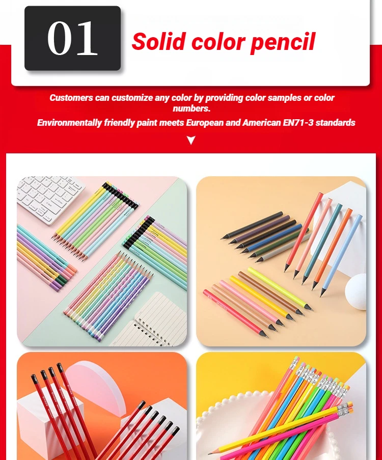 Promotion business office gift custom logo printed custom hb pencils with eraser green pencils pencil pink