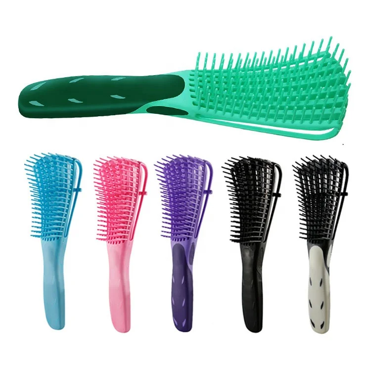 Promotional African Textured 3A~4C Curly Hair Plastic Hairbrush Professional Massage Detangling Hair