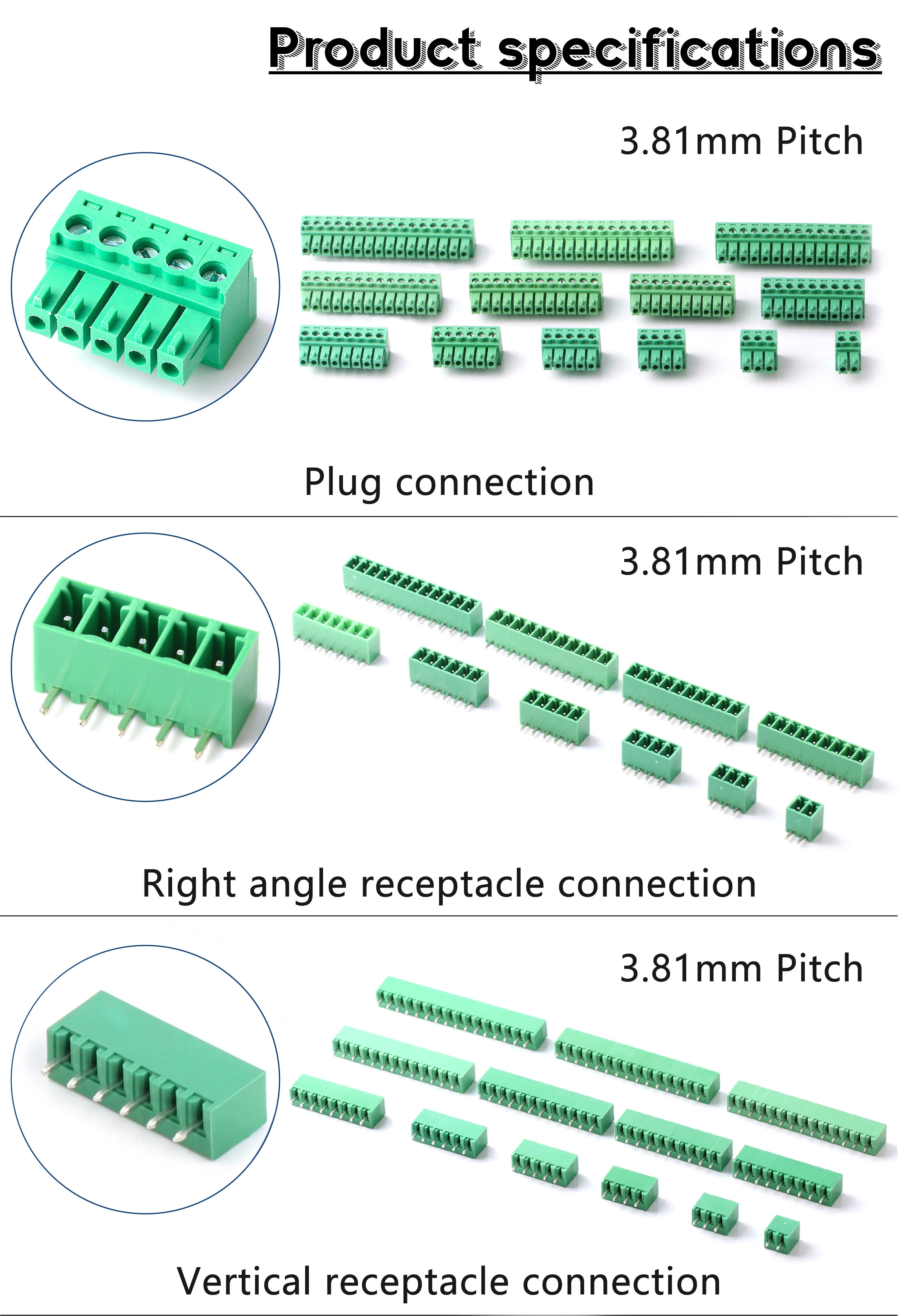 3 Way Pcb Terminal Block Connector 750mm 20a Connector Pcb Screw Green Terminal Block Connector 3975