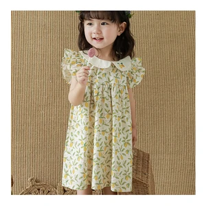Wholesale High Quality Summer Casual Print Smock Dress for Baby Girl Sleeveless Sweet Baby Girls Cotton Dress Designs