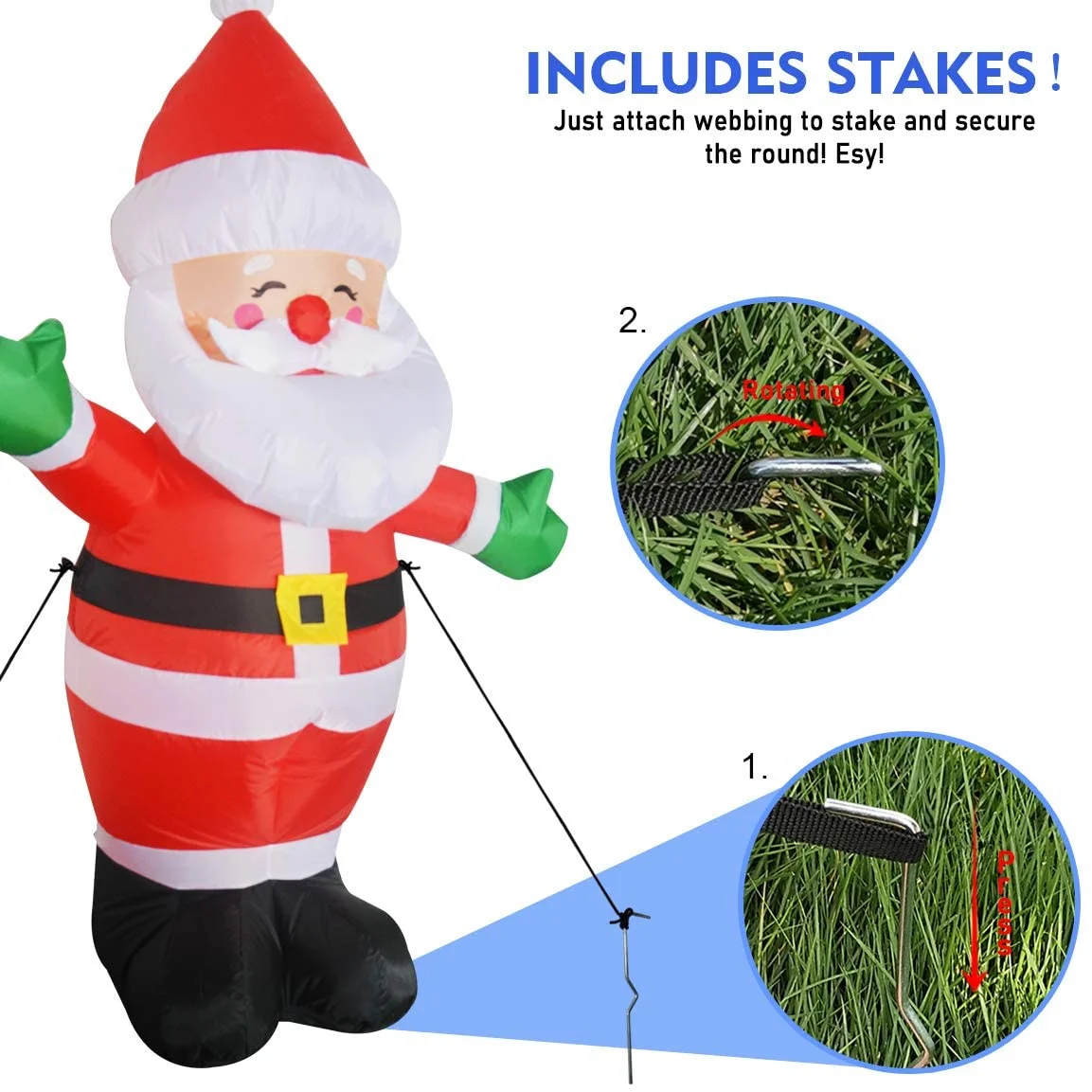 Life Size Santa Claus Outdoor Christmas Yard Decor Light Ornaments 