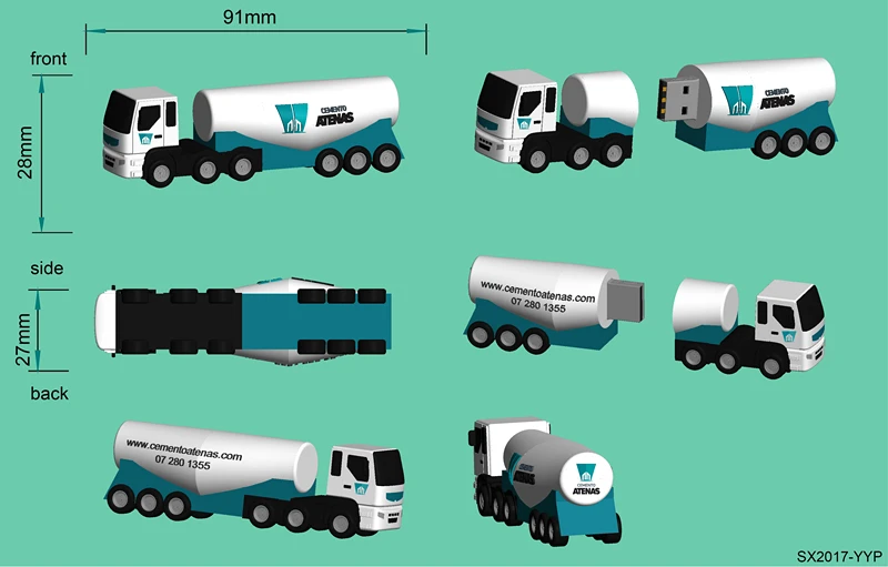 Design OEM PVC Customized Pendrive Car Shaped with logo Silicone Custom Train Truck Usb Flash Drive