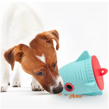 Rocket Design Dog Leaky Food Toy TPR Dispensing Interactive Dog Toy