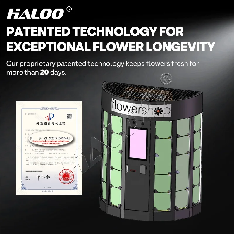 Haloo Vending Machine Supplier Custom Digital Beauty Vending Machine Fresh Smart Flower Automat Flower Vending Machine for Sale