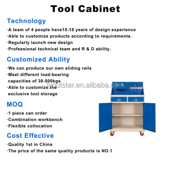 Multi-Function Steel Rolling Workbenches for Garages & Workshops Wheeled Storage Tool Chest Cabinet Hardware Tools