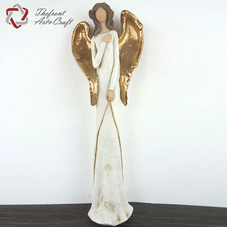 Wholesale Resin Polyresin Ornaments Golden Wing Angel Figurine With