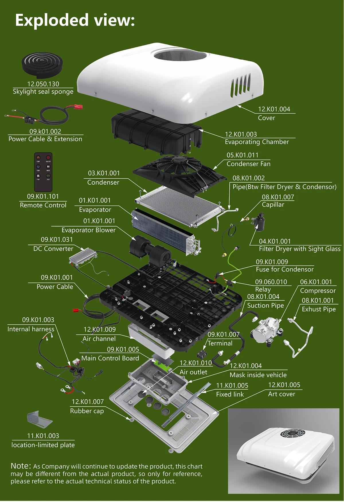 110/220v Rooftop Camper Motorhome Rv Air Conditioner 12v 24vultra Thin