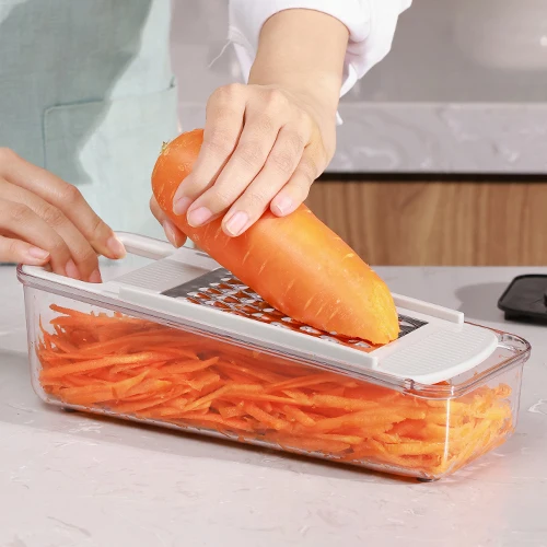 Kitchen Essentials 5 Blade Multi Function Vegetable Onion Slicer Set with Container Tomato Potato Shredder Cheese Grater Slicer