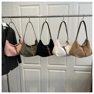 New Korean Version Tote Bag Simple Casual Shoulder Bag Large Capacity Corduroy Women's Bag