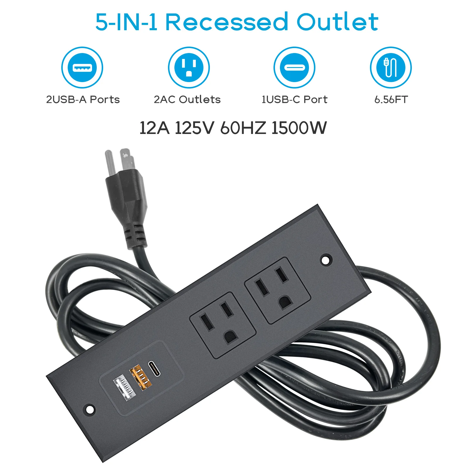 会議用20W USB Cポート付き埋込パワーストリップ・デスクソケット