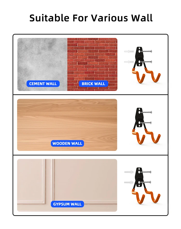 New Arrival Heavy Duty Garage Metal Tool Hooks Set Wall Mount Organizer Storage Rack High Load Bearing for Kitchen&Livingroom manufacture