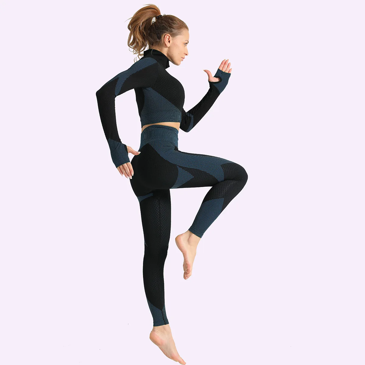 Custom Logo Workout Clothing Sports Fitness Long Sleeve Yoga Clothing Suit