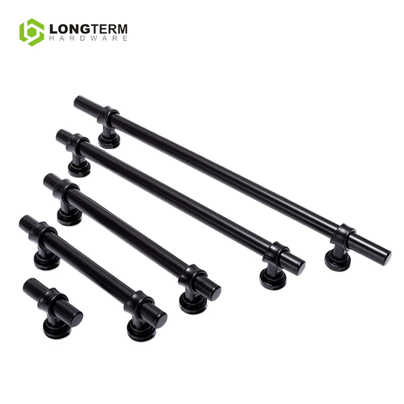Aluminum Alloy Furniture Hardware Long Wardrobe T Bar Handle Black Cabinet Pull Knob Drawer Handles for Kitchen
