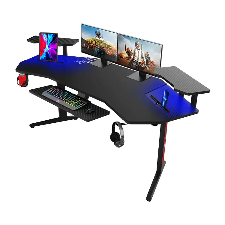 Популярный большой Настольный игровой стол Rgb, угловой компьютерный игровой стол для киберспорта, черный игровой стол для ПК со светодиодной симфонией и окружающим светом