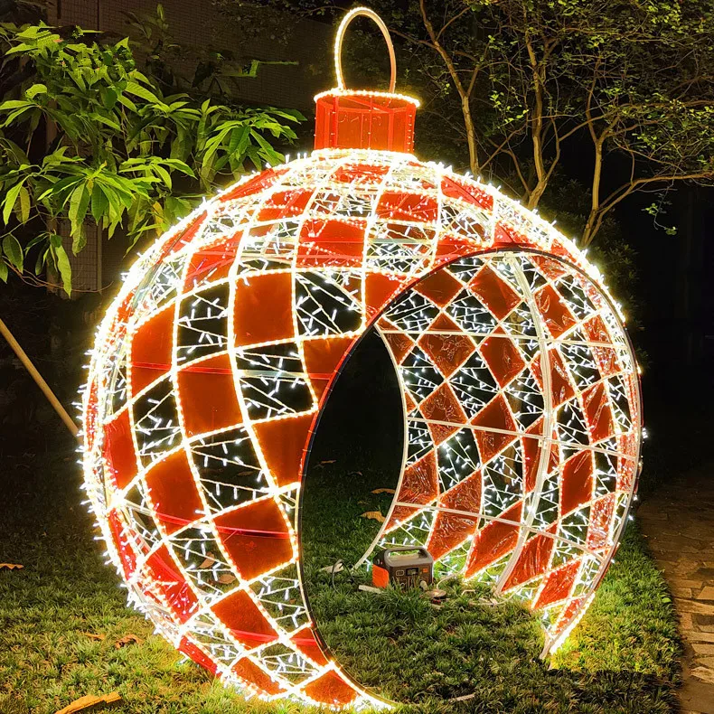 Alquiler bolas navidad 3D de 80 cm con luces flash de color verde para  adornar calles