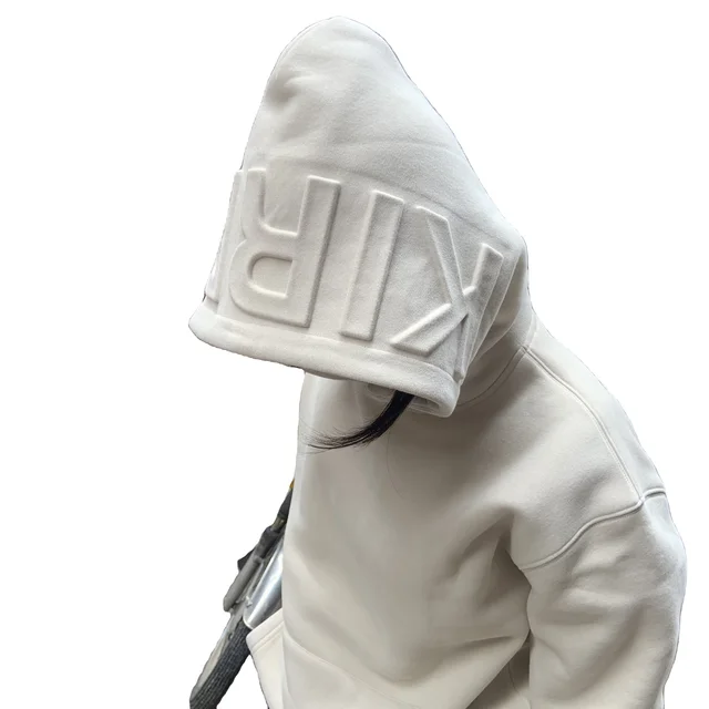 Streetwear 100% Cotton Fleece HeavyWeight Blank Hoodie Custom 3D Embossed Logo Men Oversized Embossing Hoodies