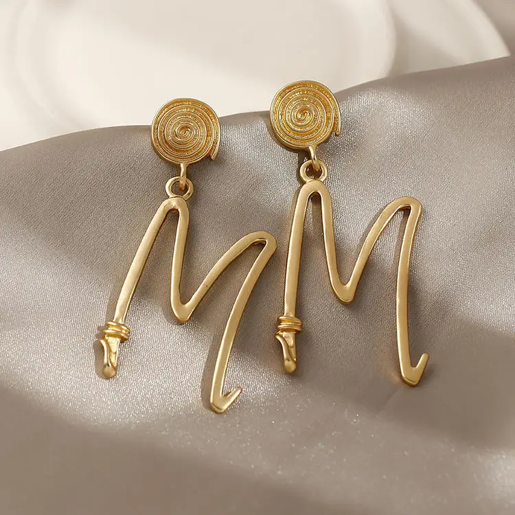 initial m earrings