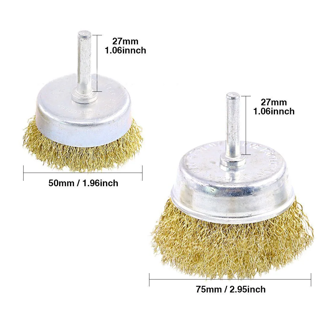Набор щеток из витой стальной проволоки и кружек, 9 шт., с латунным покрытием, Набор щеток для чашек, 1/4 дюйма, набор железная проволока с хвостовиком